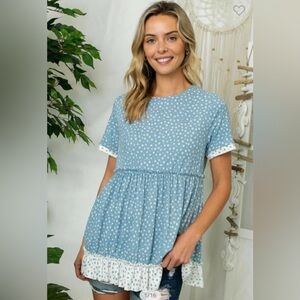Blue Polka Dot Women's Top